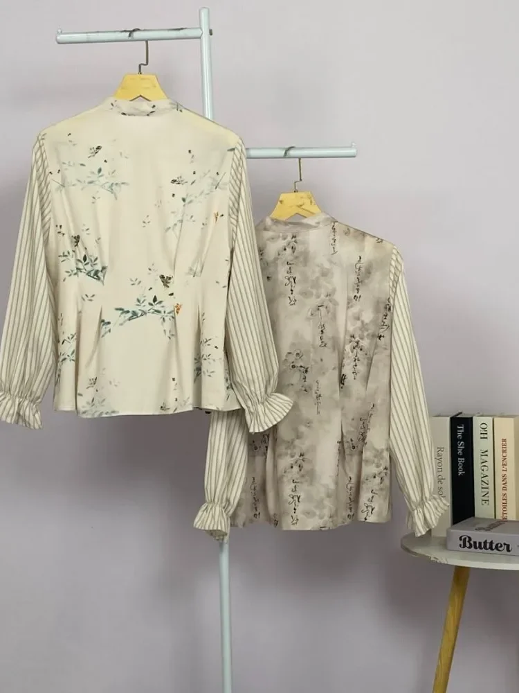 ASAYA Kemeja cetak temperamen gaya baru wanita atasan elegan