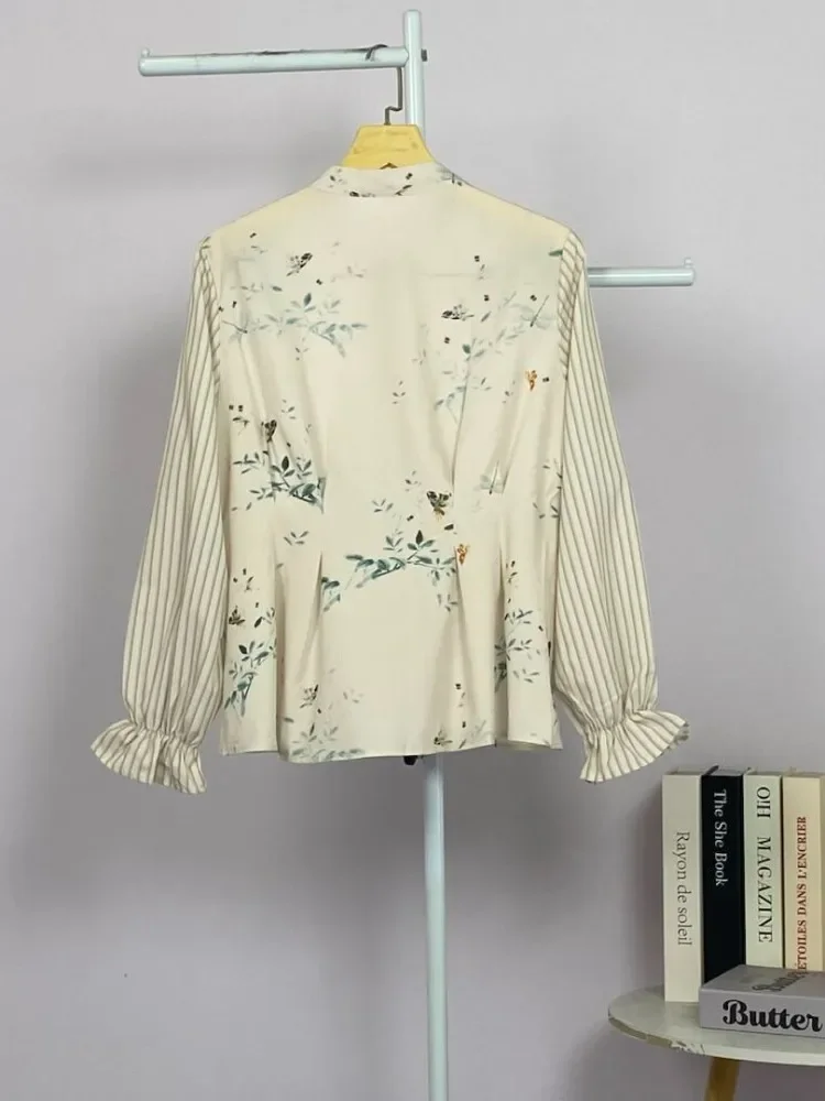 ASAYA Kemeja cetak temperamen gaya baru wanita atasan elegan