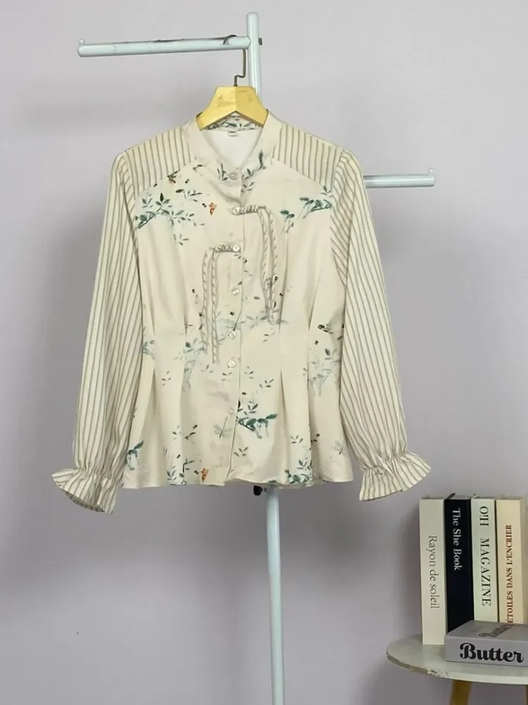 ASAYA Kemeja cetak temperamen gaya baru wanita atasan elegan