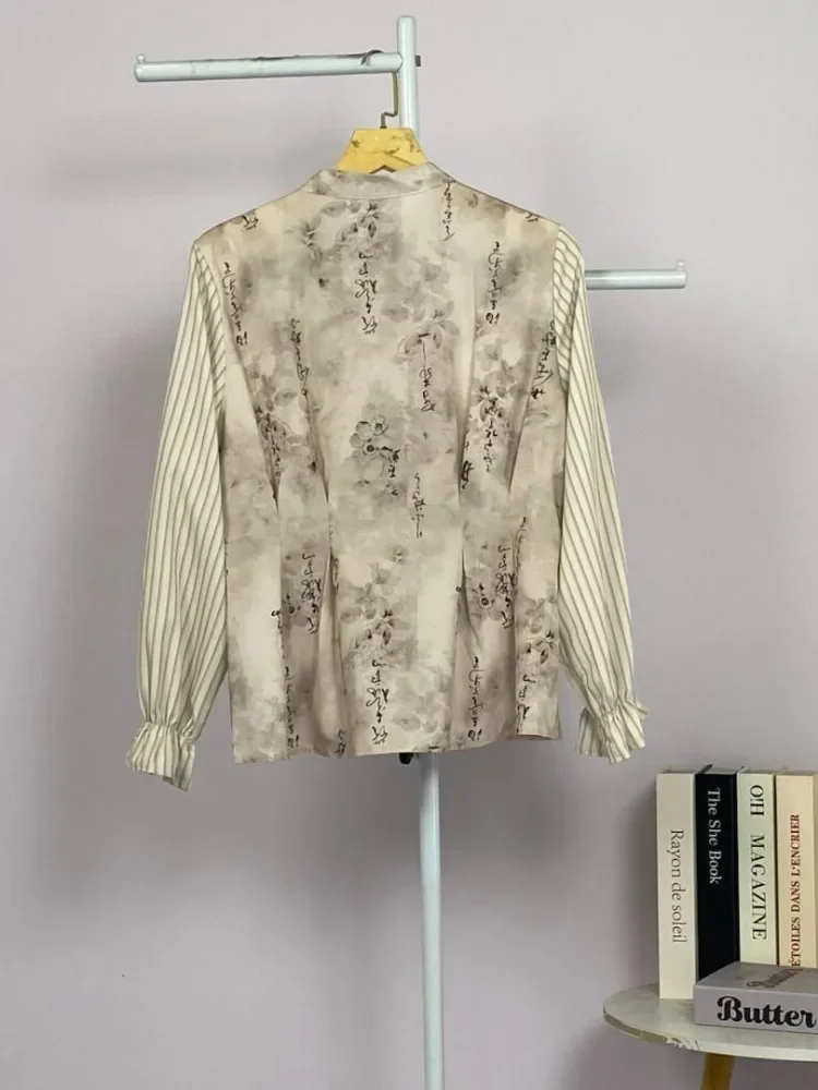 ASAYA Kemeja cetak temperamen gaya baru wanita atasan elegan