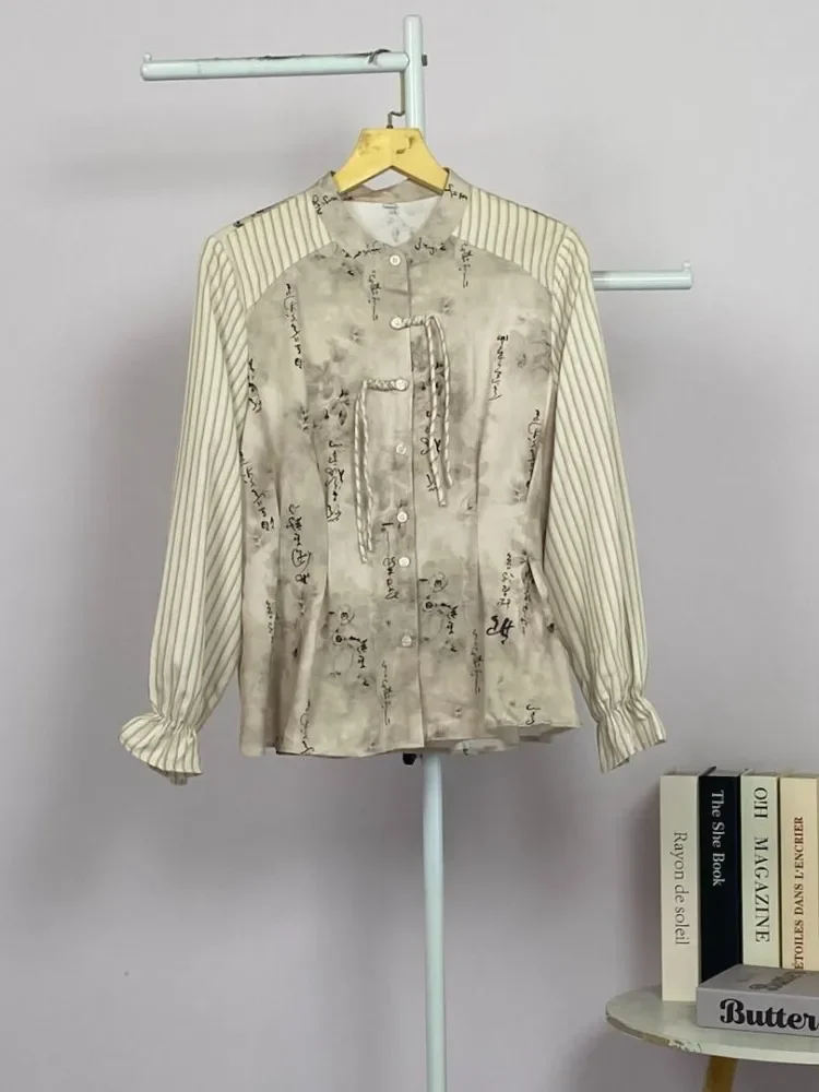 ASAYA Kemeja cetak temperamen gaya baru wanita atasan elegan