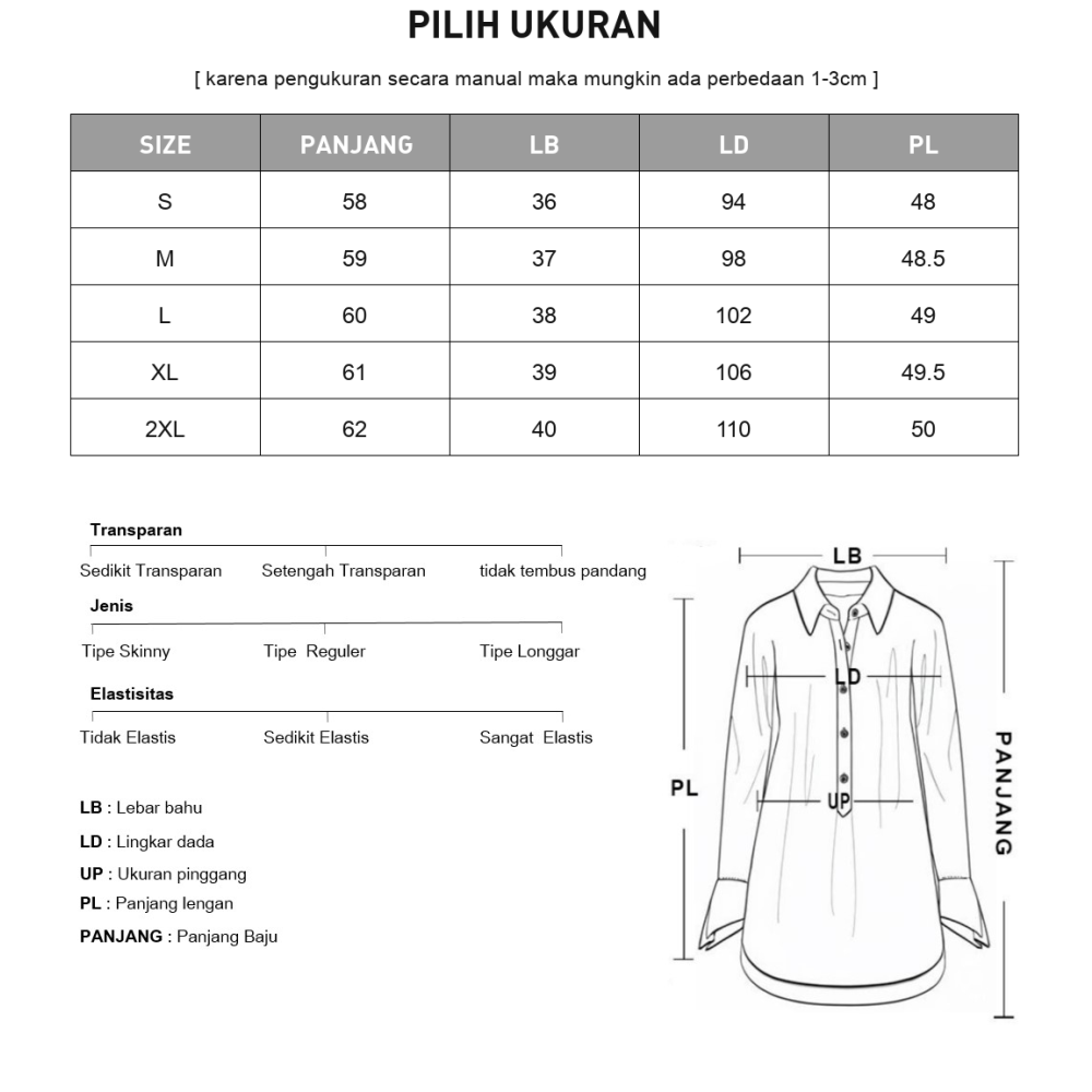 CHICMORE Atasan kemeja dengan motif garis berlengan panjang gaya kasual untuk wanita
