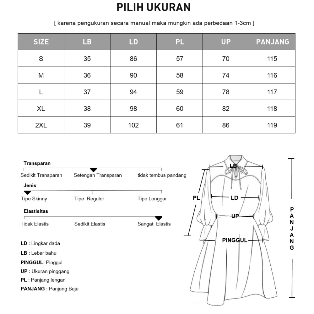 CHICMORE Gaun wanita motif bergaris rok panjang berkerah lengan panjang gaya kasual