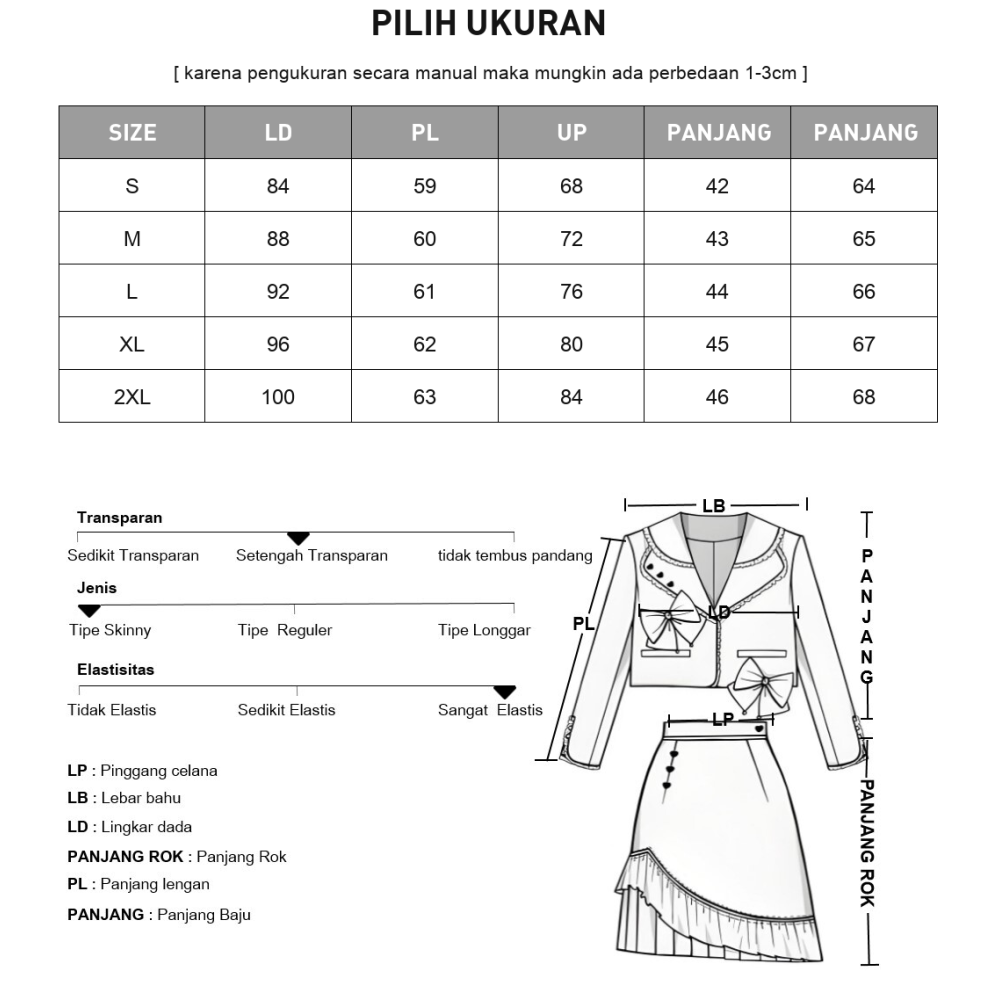 [NEW]CHICMORE Setelan cantik dengan atasan lengan panjang motif bunga dan rok a-line untuk wanita