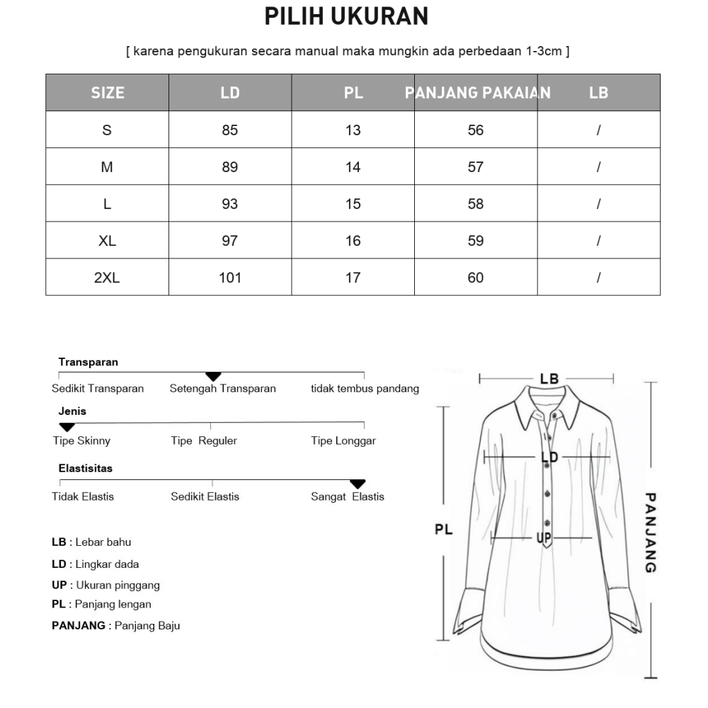 CHICMORE Atasan kemeja lengan puff v-neck warna kontras gaya modis untuk wanita