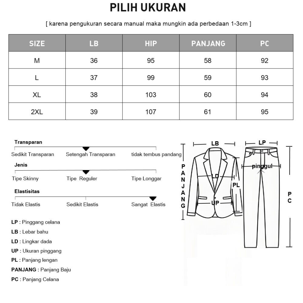 CHICMORE Setelan wanita kasual dengan blouse v-neck two tone + celana kulot