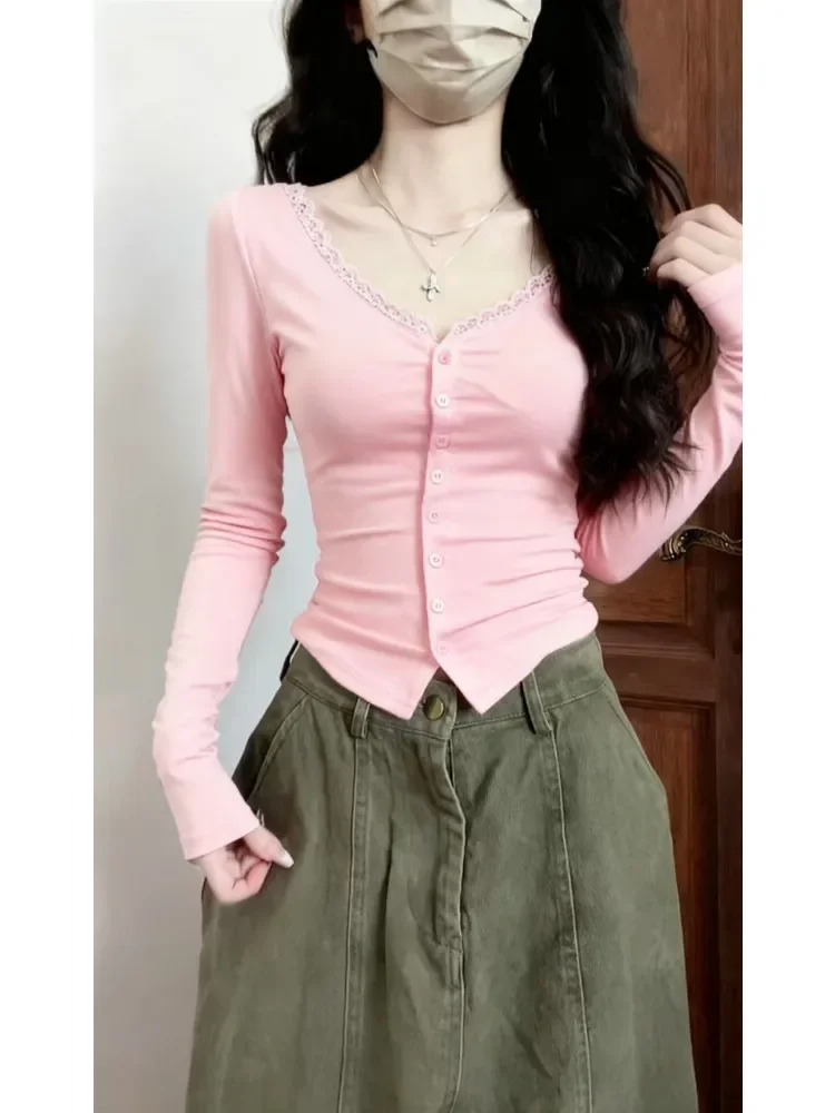 [READY STOCK]CHICMORE Kaos seksi tipis v-neck wanita gaya baru lengan panjang