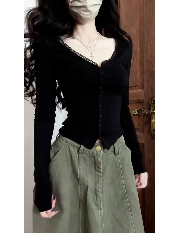 [READY STOCK]CHICMORE Kaos seksi tipis v-neck wanita gaya baru lengan panjang