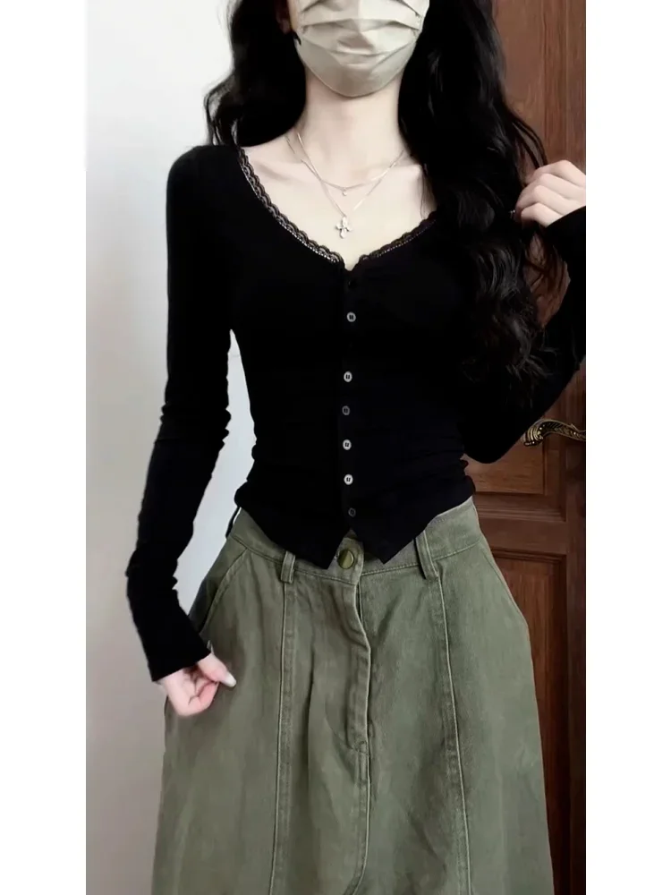 [READY STOCK]CHICMORE Kaos seksi tipis v-neck wanita gaya baru lengan panjang