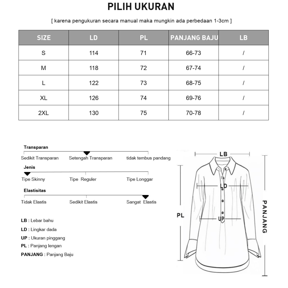 [NEW]CHICMORE Kemeja longgar lengan panjang kerah polo bergaris vertikal untuk wanita
