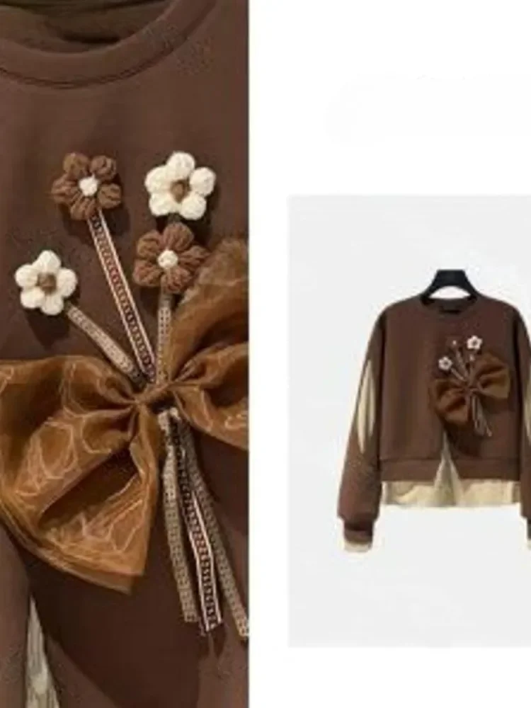 CHICMORE Atasan elegan mewah dengan lengan panjang berkerah bulat untuk wanita