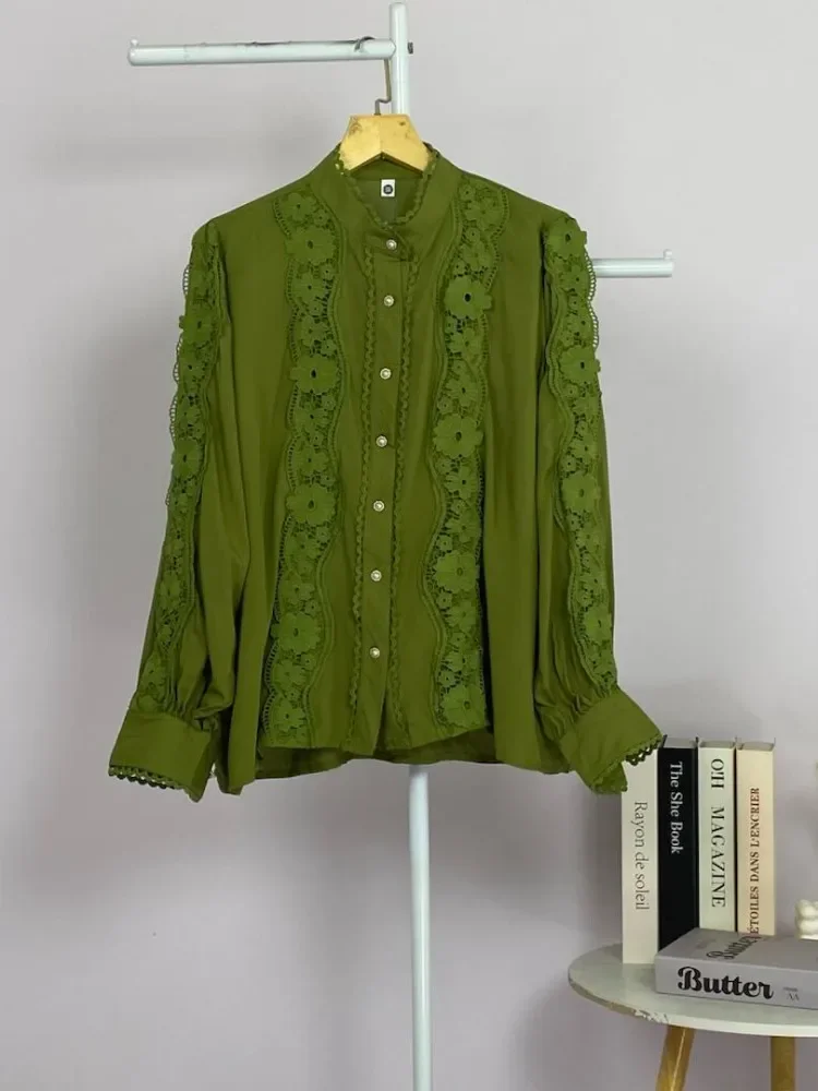 CHICMORE Atasan kemeja pakaian wanita kancing sebaris gaya retro