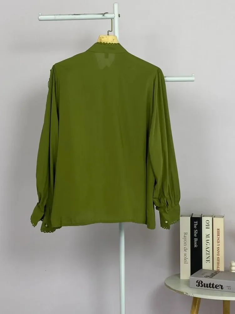 CHICMORE Atasan kemeja pakaian wanita kancing sebaris gaya retro