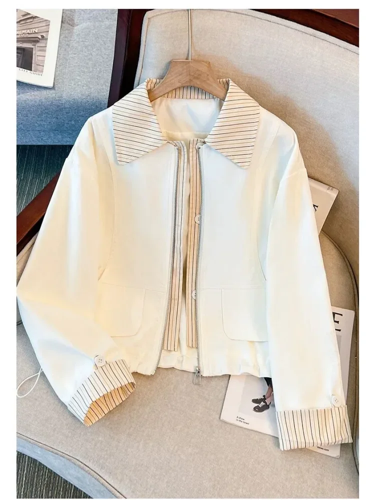 CHICMORE Jaket wanita lengan panjang dengan resleting stylish outer korean look