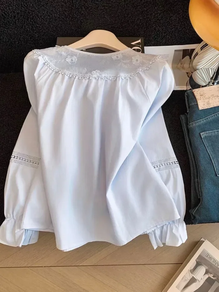 CHICMORE Atasan kemeja kancing unik dengan warna solid dan gaya korean