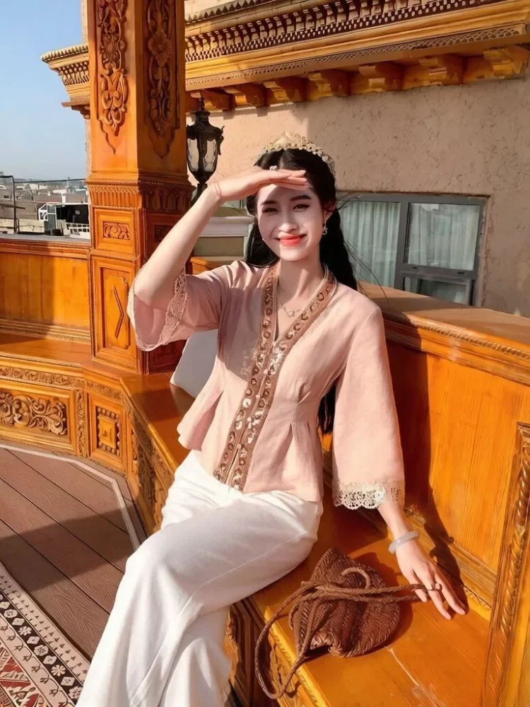 [READY STOCK]CHICMORE Atasan lengan panjang v-neck wanita gaya manis