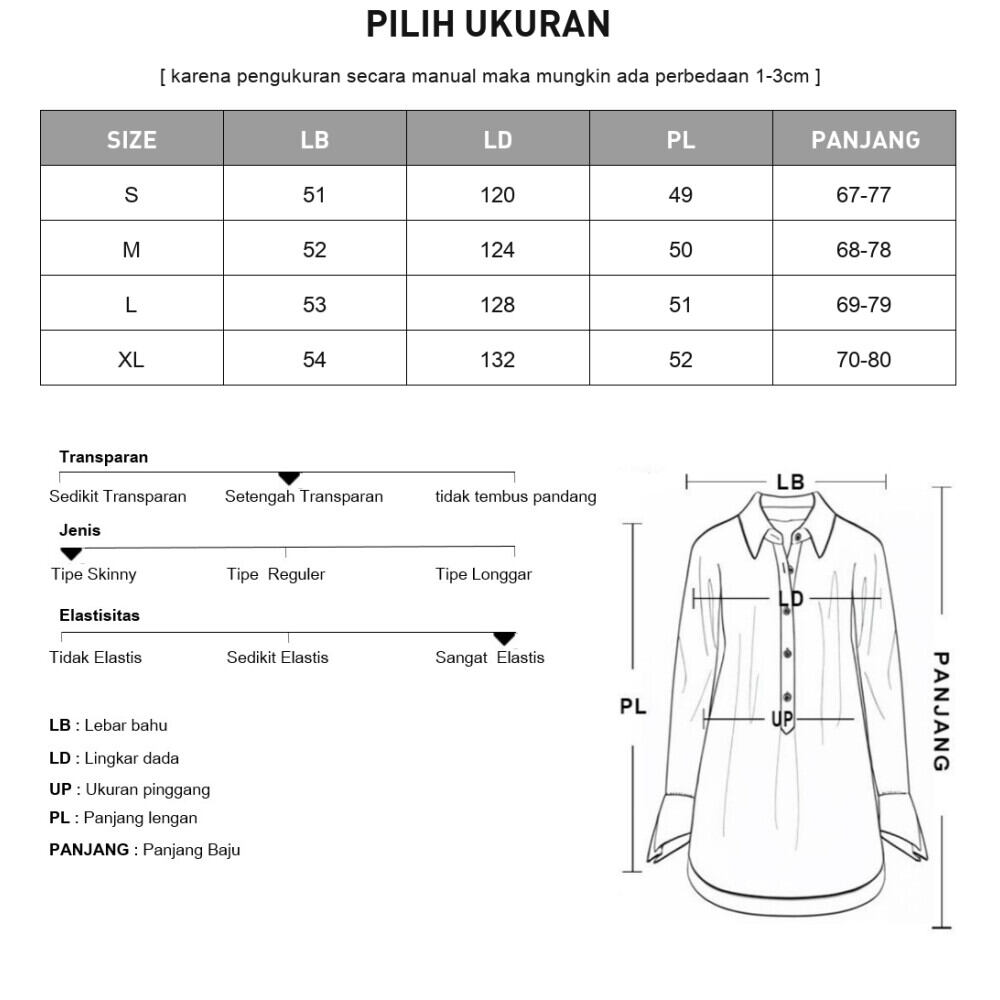 CHICMORE Atasan kemeja basic lengan panjang kerah motif garis-garis cute dengan desain trendy