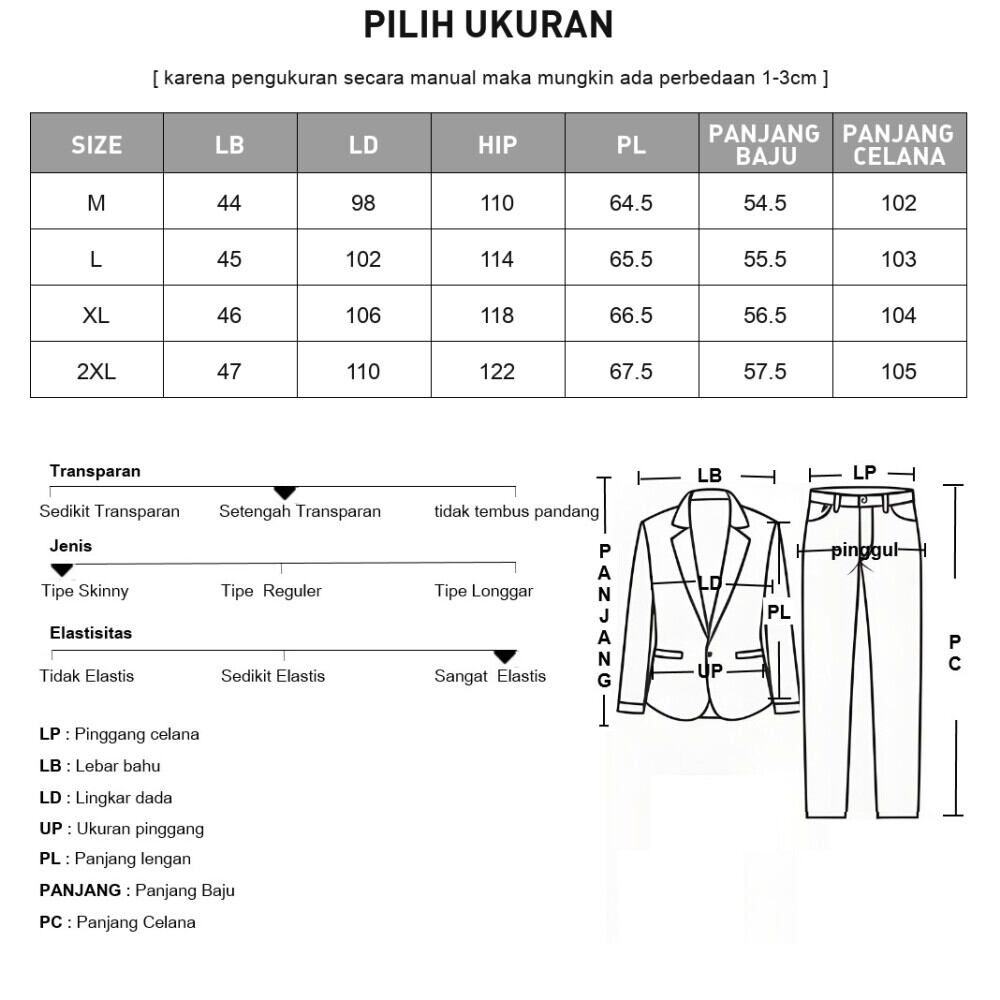 CHICMORE Setelan dua potong sporty atasan lengan panjang dan celana panjang motif striped