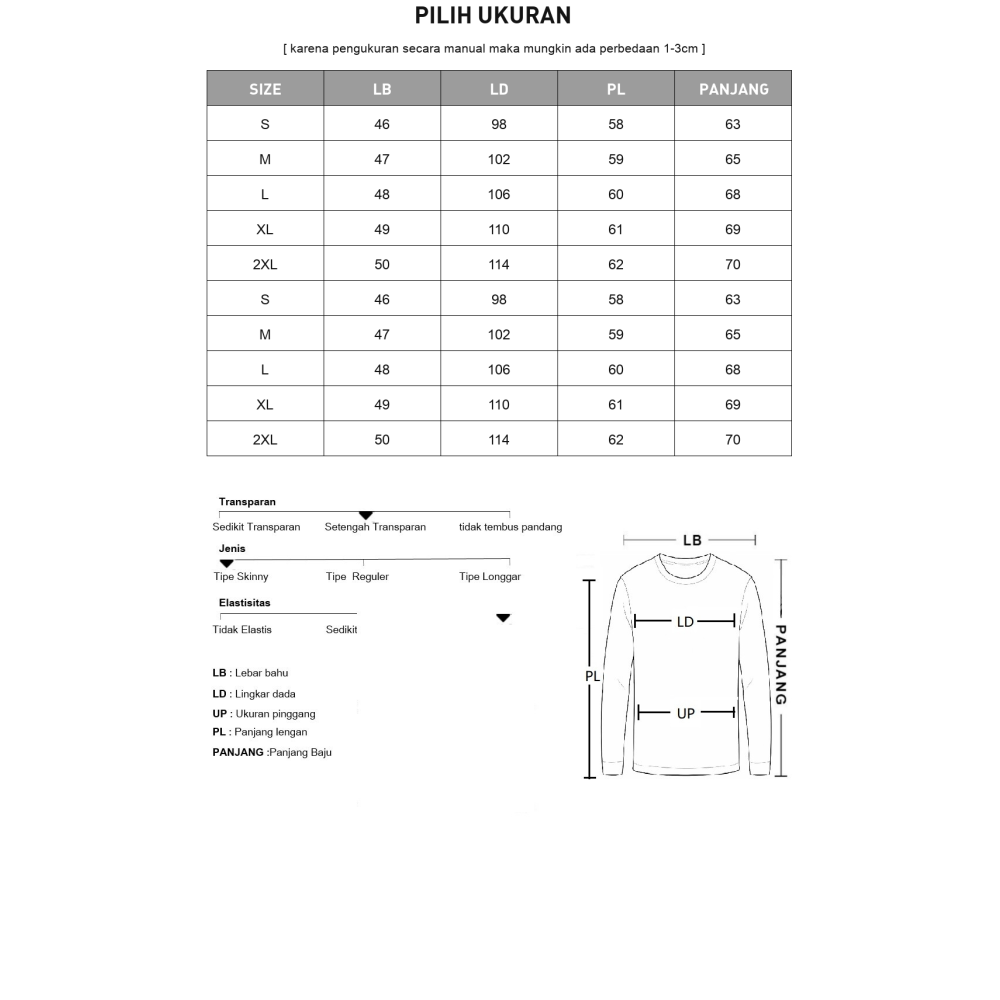 [READY STOCK]MODISH Kaos lengan panjang warna polos solid bergaya kasual
