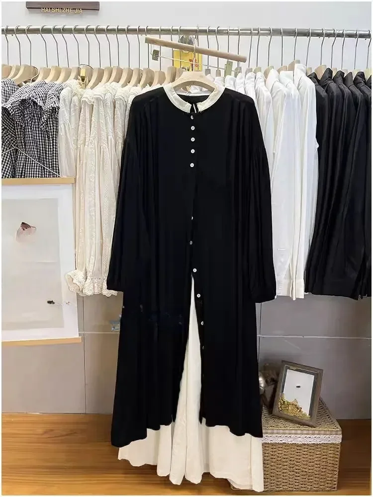 CHICMORE Setelan dua potong wanita panjang dengan atasan kotak-kotak lengan balon dan celana panjang