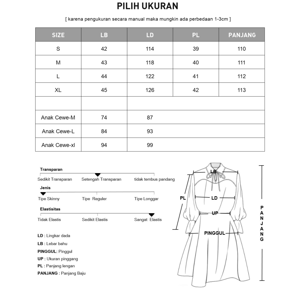 CHICMORE 【penawaran spesial】gaun kemeja lengan tiga perempat dengan warna polos dan rok midi