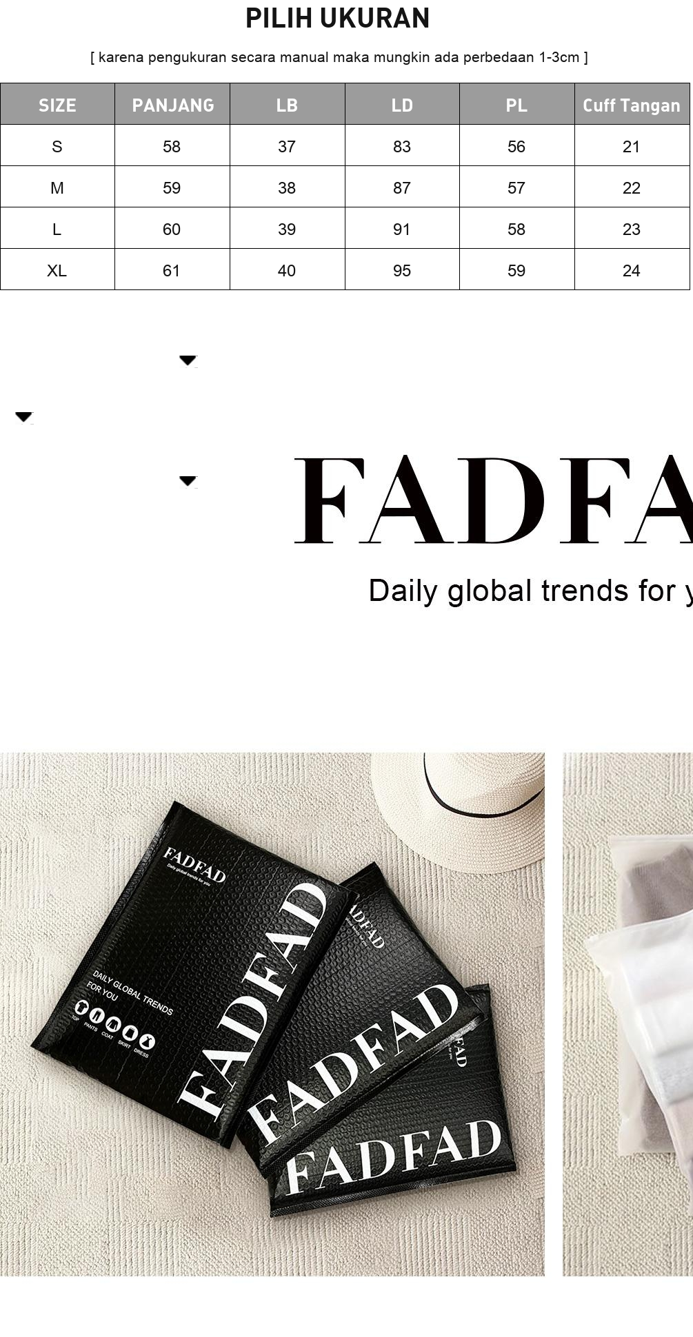 [READY STOCK]CHICMORE Atasan lengan panjang berkerah tinggi hitam bergaya feminin modis dengan lengan berbulu untuk wanita