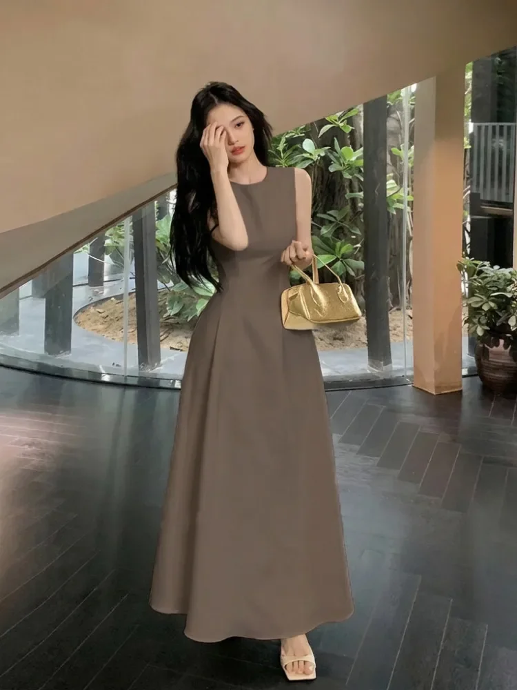 [NEW]CHICMORE Gaun panjang tanpa lengan model a-line yang mewah