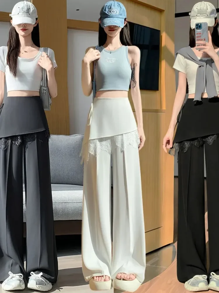 CHICMORE Celana panjang wanita dengan hiasan bagian bawah melebar