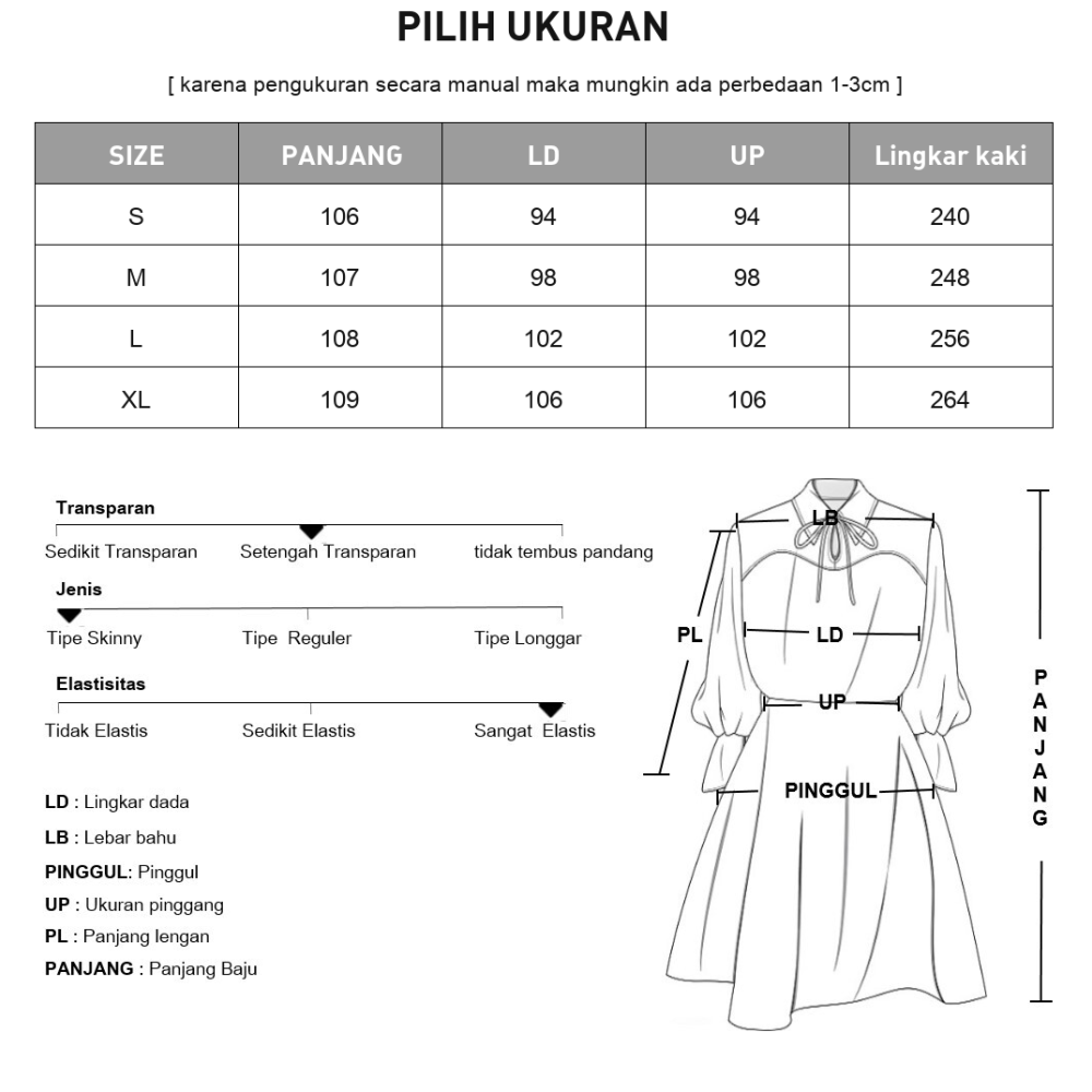 CHICMORE Gaun casual motif kotak-kotak dengan kerah persegi dan rok a-line untuk wanita