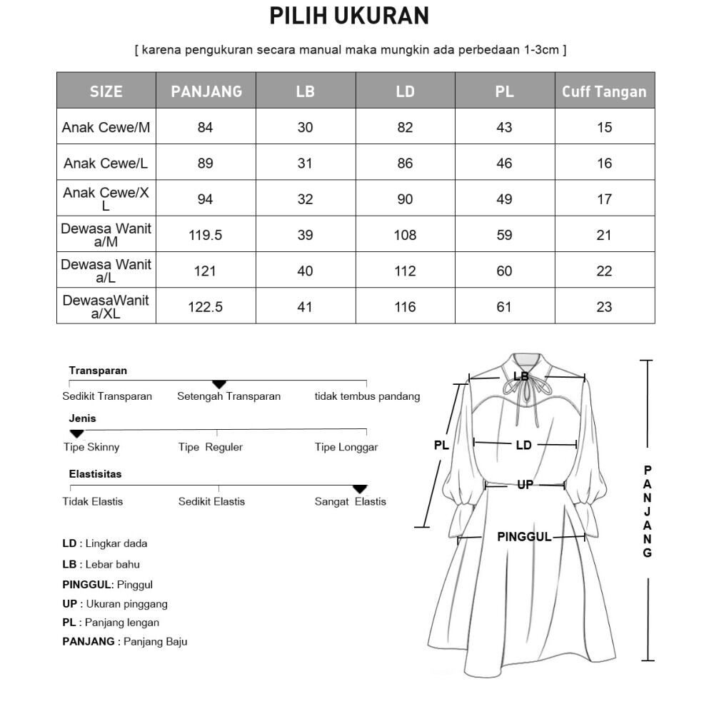 [DISKON KILAT]CHICMORE Gaun maxi lengan panjang dengan kerah boneka motif bergaris gaya korea