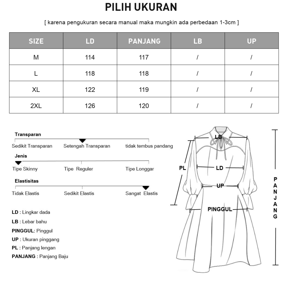 CHICMORE Gaun longgar lengan tiga perempat variasi bunga besar dan manis