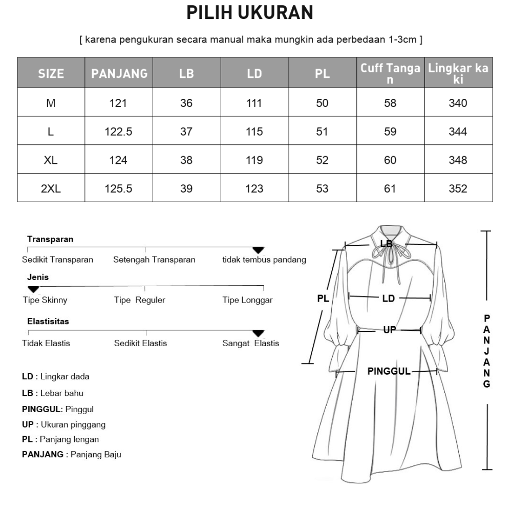 CHICMORE Gaun pakaian wanita motif cetak lengan panjang kerah v neck gaya baru
