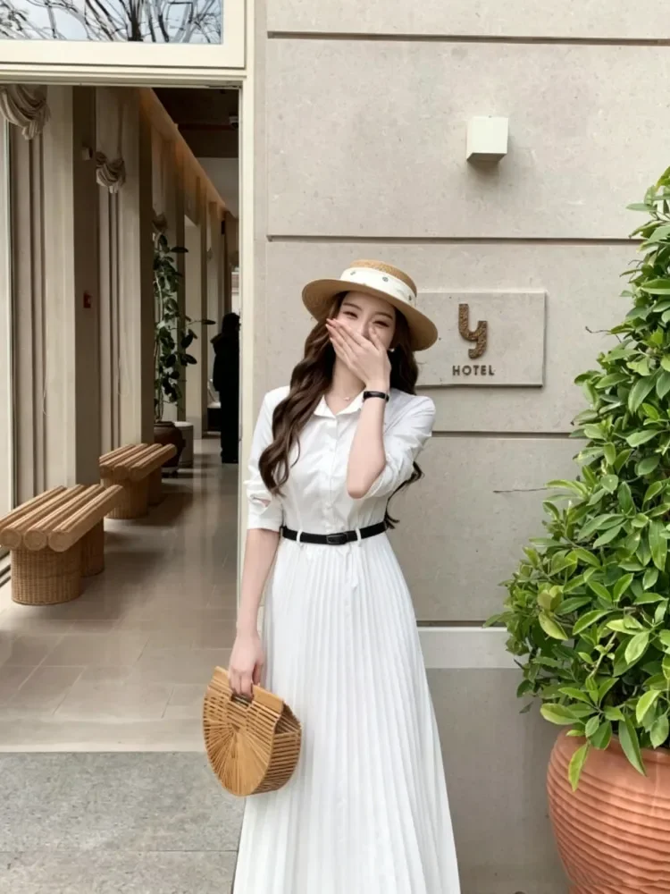 CHICMORE Gaun elegan mewah berwarna polos gaya model baru untuk untuk wanita