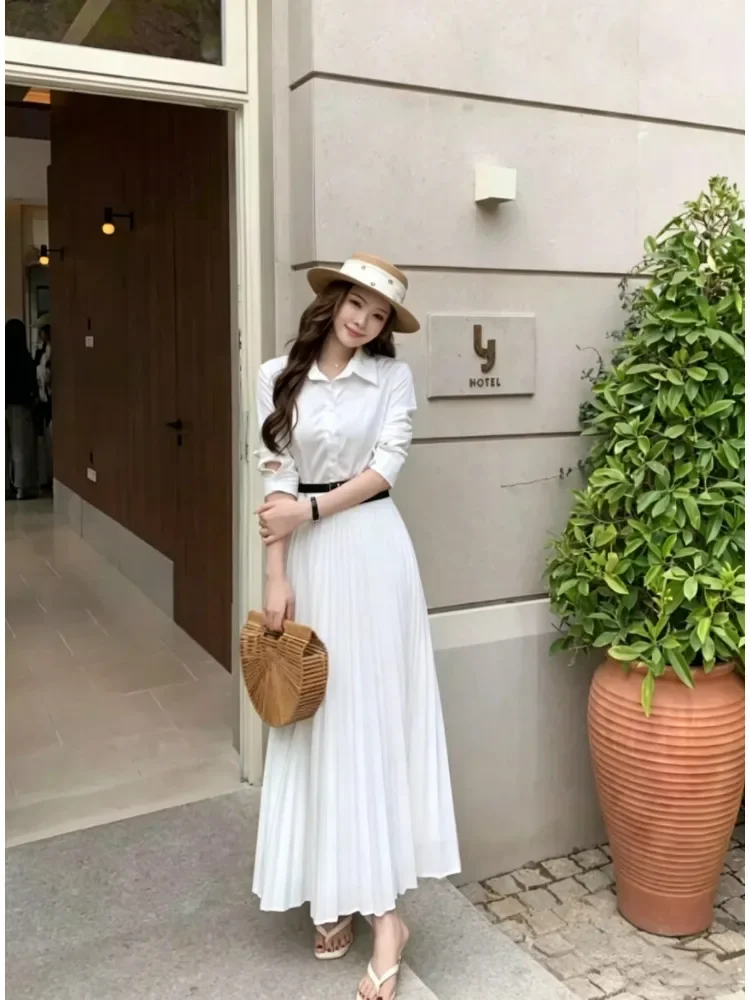 CHICMORE Gaun elegan mewah berwarna polos gaya model baru untuk untuk wanita