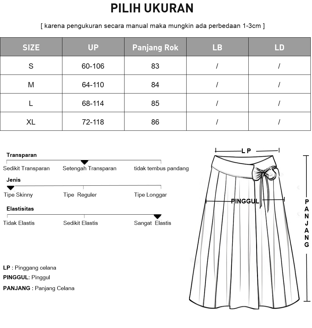 CHICMORE Rok midi retro dengan pinggang elastis rumbai-rumbai untuk wanita