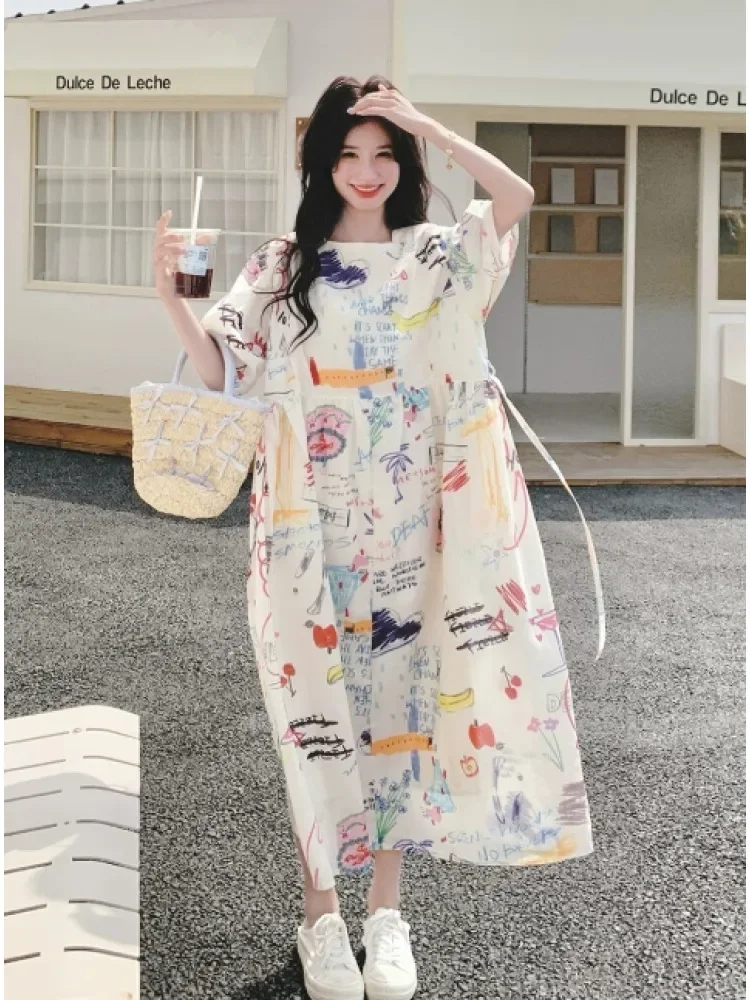 [READY STOCK]CHICMORE Gaun lengan puff kerah persegi motif cetak gaya anggun