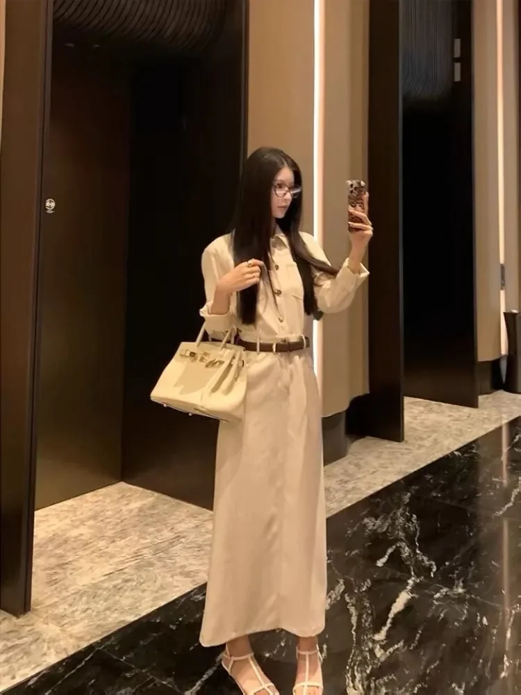 CHICMORE Gaun midi model kemeja kerja untuk wanita
