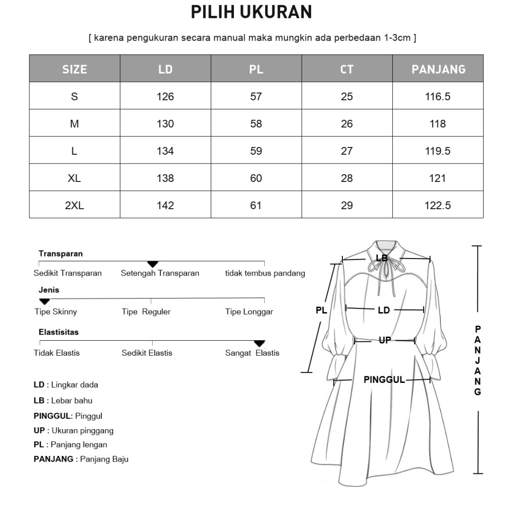 [NEW]CHICMORE Gaun leher bulat lengan lentera oversized