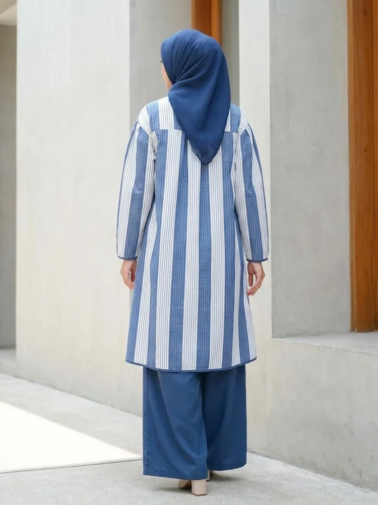 [READY STOCK]CHICMORE Setelan panjang dua potong wanita, atasan bermotif serbaguna dan celana panjang