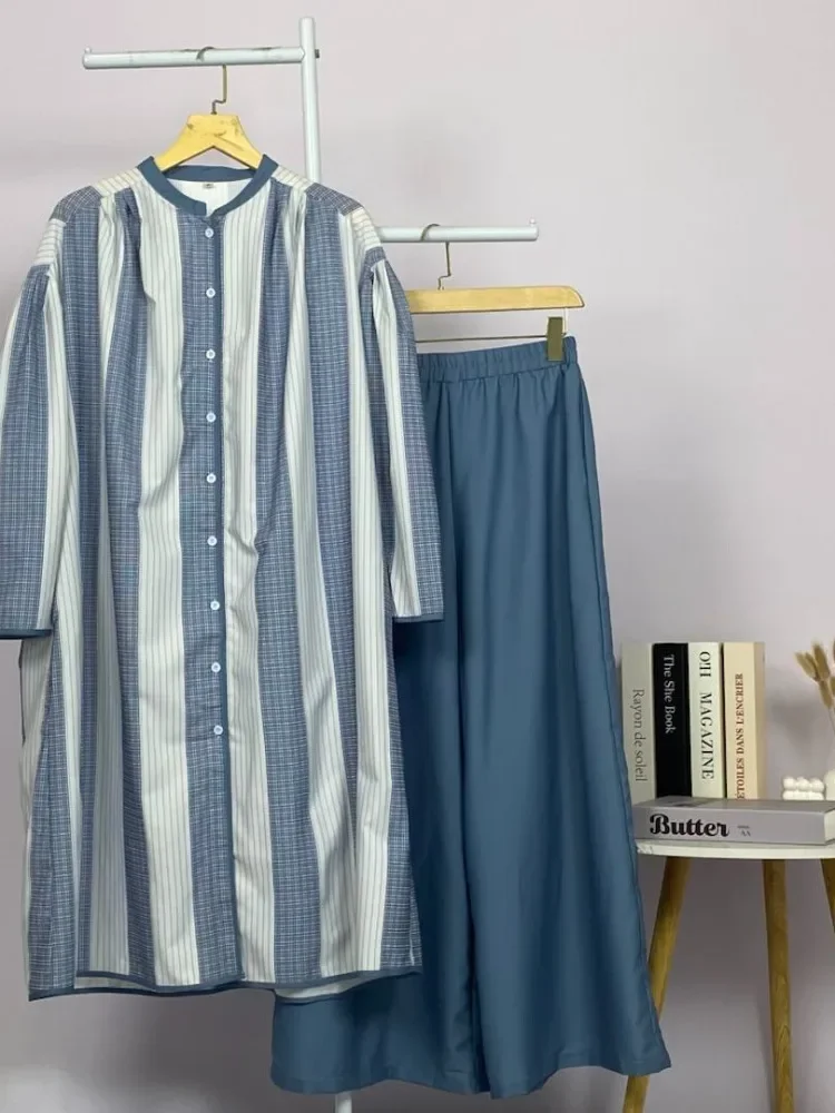 [READY STOCK]CHICMORE Setelan panjang dua potong wanita, atasan bermotif serbaguna dan celana panjang