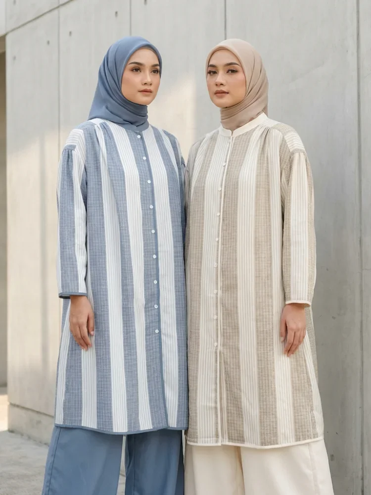 [READY STOCK]CHICMORE Setelan panjang dua potong wanita, atasan bermotif serbaguna dan celana panjang