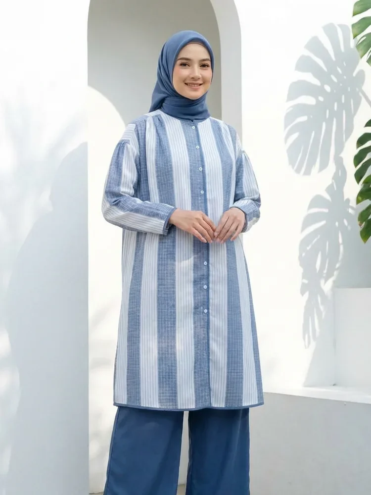 [READY STOCK]CHICMORE Setelan panjang dua potong wanita, atasan bermotif serbaguna dan celana panjang