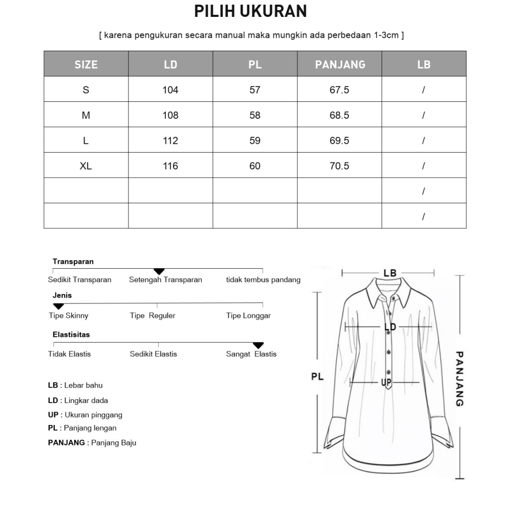 [NEW]CHICMORE Atasan kemeja wanita elegan dengan kancing aktif di depan