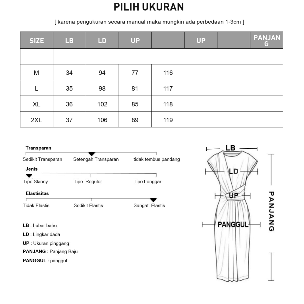 CHICMORE Gaun motif elegan dan gaya kasual lengan panjang untuk wanita