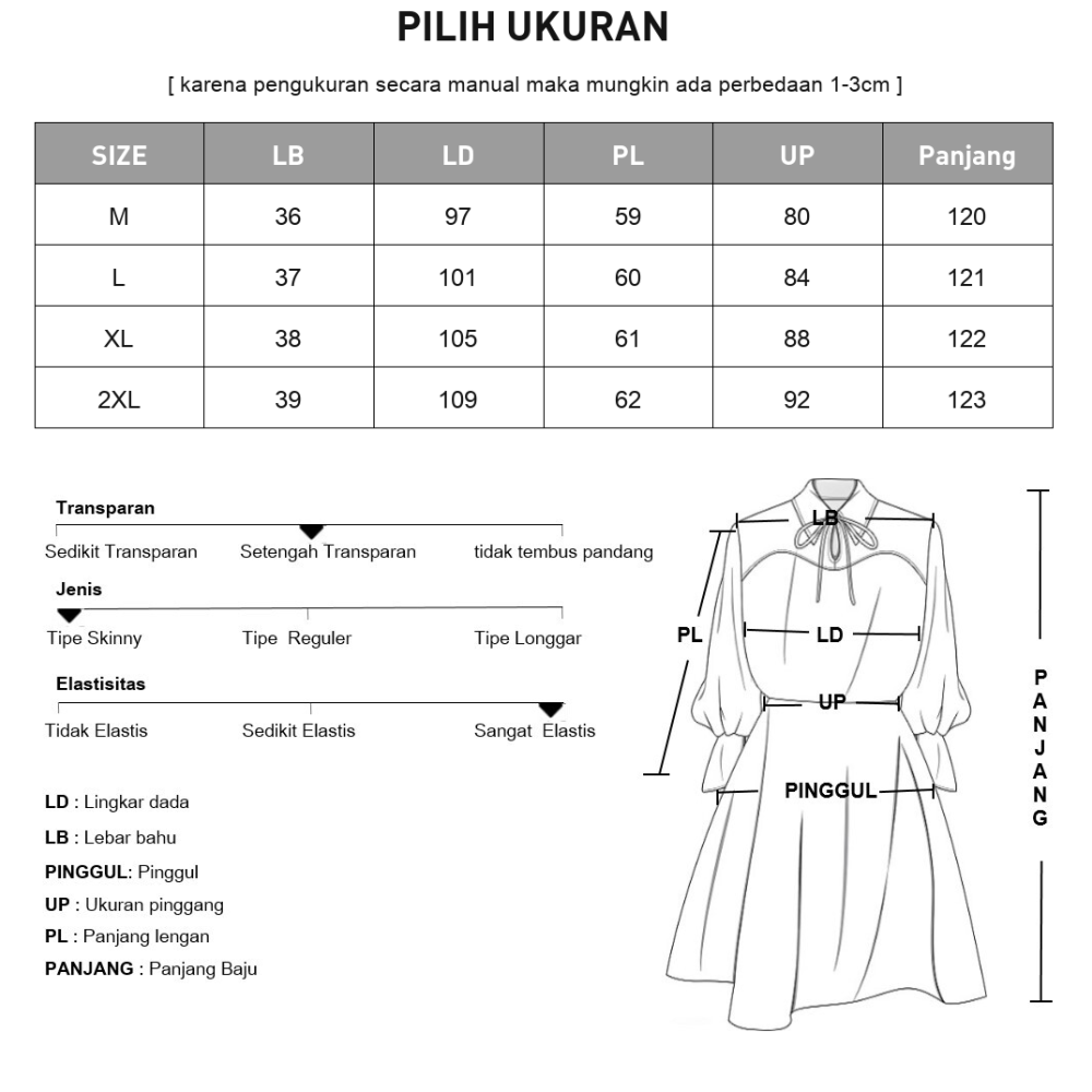 CHICMORE Gaun wanita bergaya istana lengan panjang desain ruffle dan manis