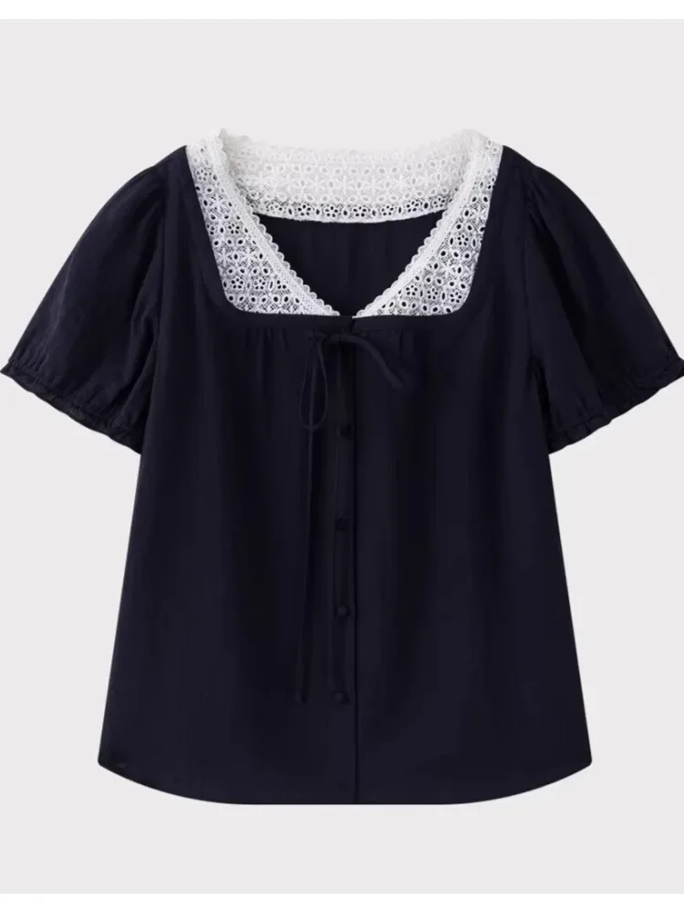 CHICMORE Blouse lengan pendek style masa kini dengan aksen pita