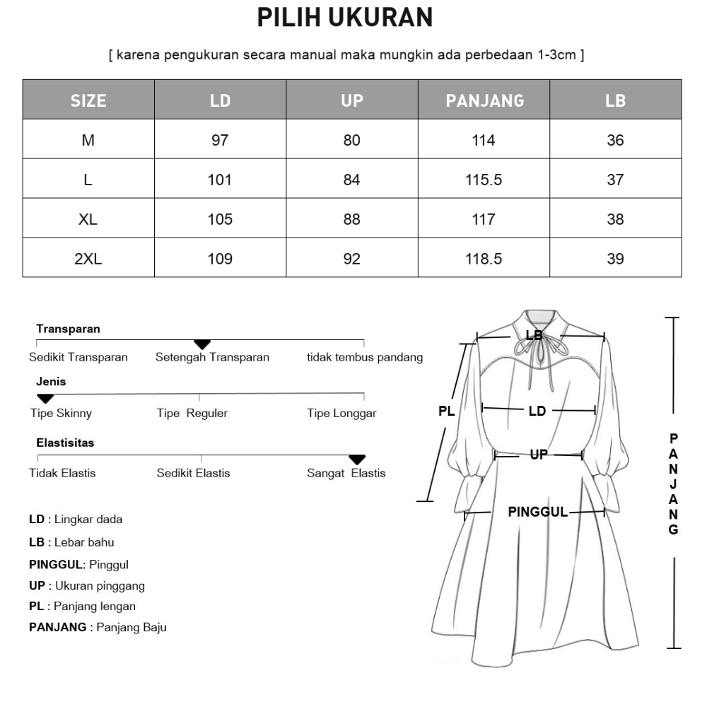 FADFAD Gaun lengan panjang model balon motif cetak unik dengan bentul leher u