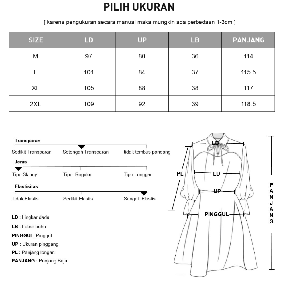 FADFAD Gaun lengan panjang model balon motif cetak unik dengan bentul leher u