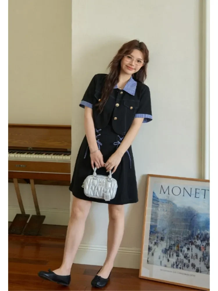 [READY STOCK]FADFAD Setelan wanita dua potong jaket jas dan gaun dengan tali bahu