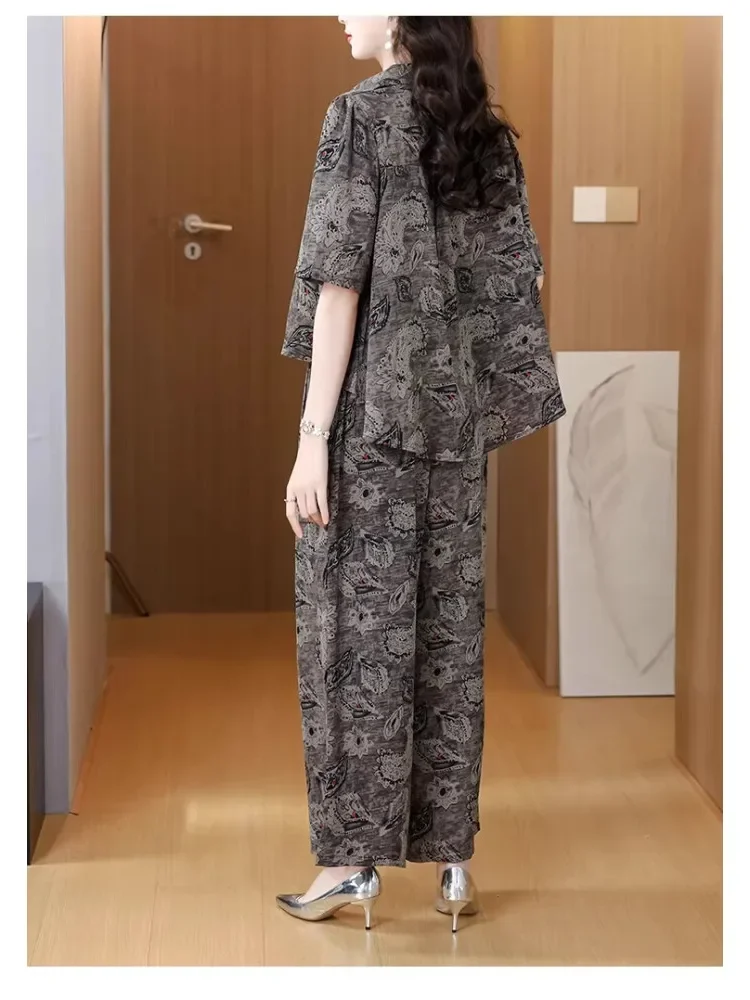 [DISKON KILAT]FADFAD Setelan dua potong bergaya modis dan celana panjang dengan motif untuk wanita